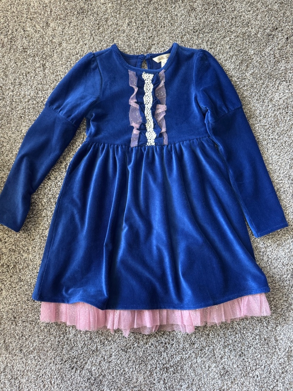Matilda Jane Royal Blue and Pink Velvet Dress with Tulle
